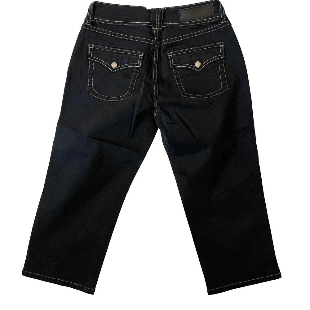 Christopher Blue‎ Womens Cropped Stretch Pocket Black Capri Jeans, 6